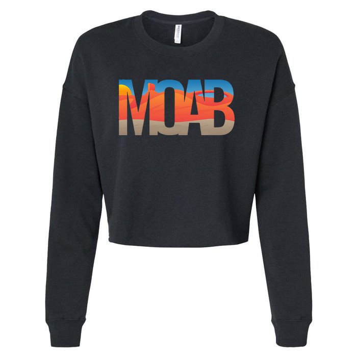 Moab Utah Scenic Landscape Typography Southwestern Cropped Pullover Crew