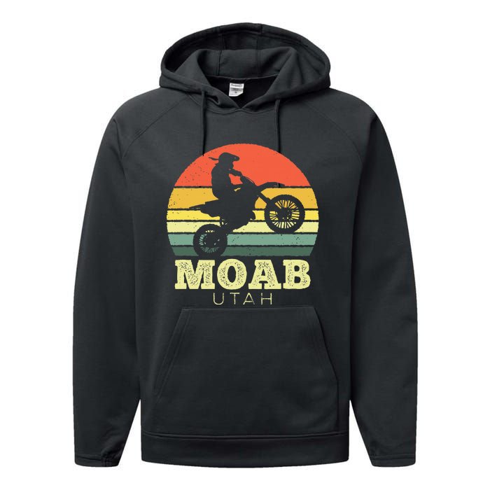 Moab Utah Sunset Dirt Bike Motorcycle Outdoors Performance Fleece Hoodie