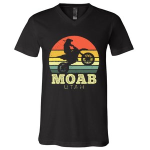 Moab Utah Sunset Dirt Bike Motorcycle Outdoors V-Neck T-Shirt