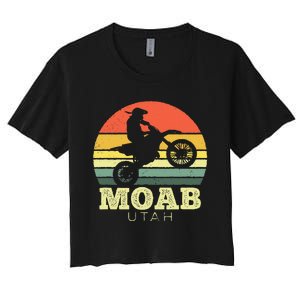 Moab Utah Sunset Dirt Bike Motorcycle Outdoors Women's Crop Top Tee