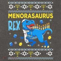 Menorasaurus Ugly Sweater Funny Hanukkah Dinosaur Cotton Canvas Backpack