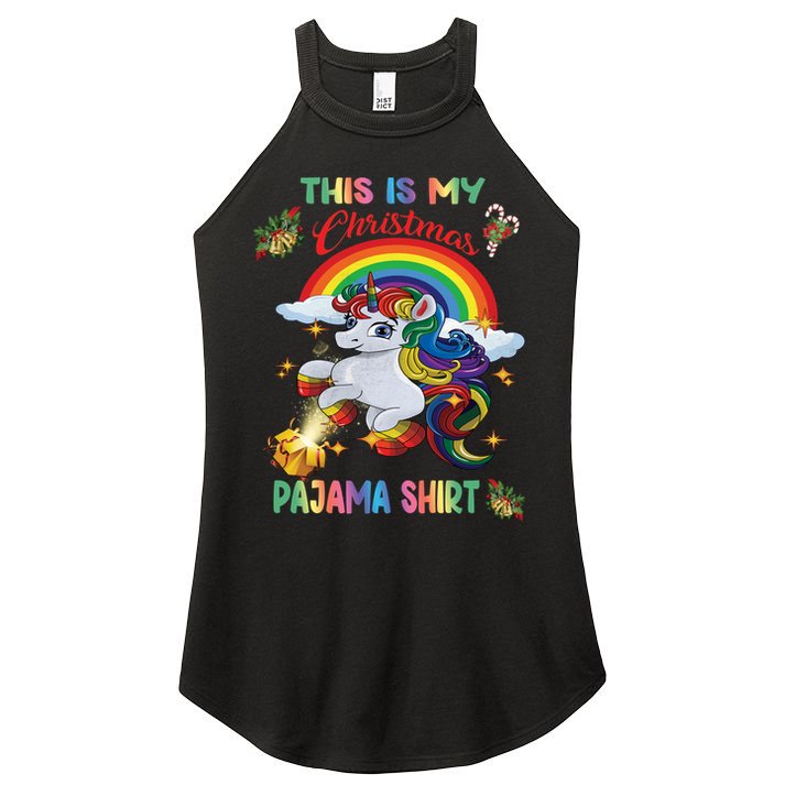 Magical Unicorn Squad This Is My Christmas Pajama Gift Women's Perfect Tri Rocker Tank