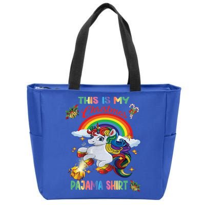 Magical Unicorn Squad This Is My Christmas Pajama Gift Zip Tote Bag