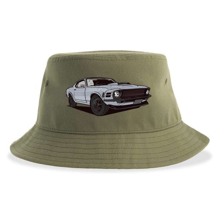 Muscle Race Car Sustainable Bucket Hat