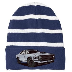 Muscle Race Car Striped Beanie with Solid Band