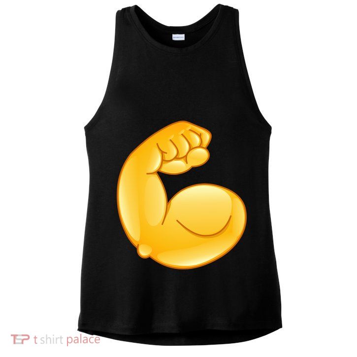 Muscle Strong Arm Flex Emoji Ladies PosiCharge Tri-Blend Wicking Tank