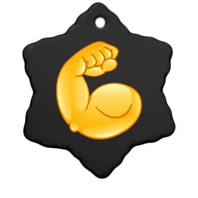 Muscle Strong Arm Flex Emoji Ceramic Star Ornament