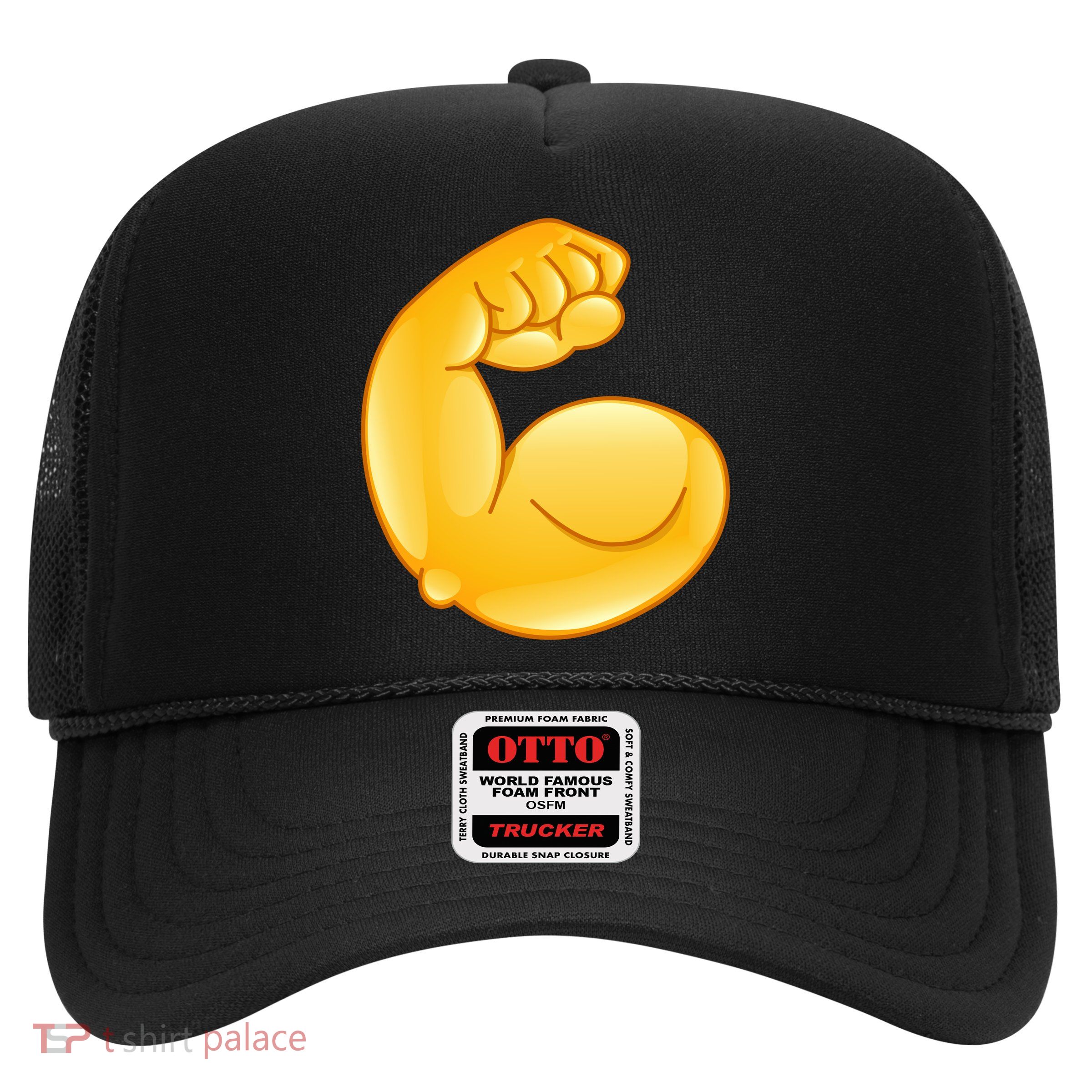 Muscle Strong Arm Flex Emoji Trucker Hat
