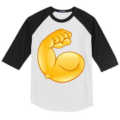 Muscle Strong Arm Flex Emoji Kids Colorblock Raglan Jersey