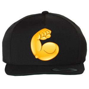 Muscle Strong Arm Flex Emoji Wool Snapback Cap