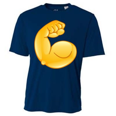 Muscle Strong Arm Flex Emoji Cooling Performance Crew T-Shirt