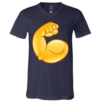 Muscle Strong Arm Flex Emoji V-Neck T-Shirt