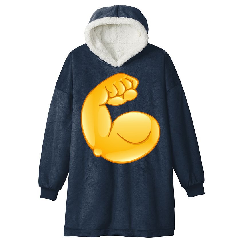 Muscle Strong Arm Flex Emoji Hooded Wearable Blanket