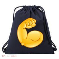 Muscle Strong Arm Flex Emoji Drawstring Bag