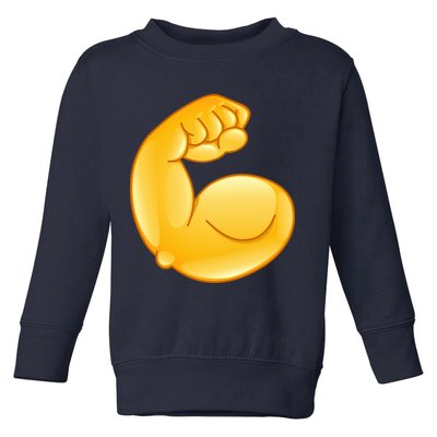 Muscle Strong Arm Flex Emoji Toddler Sweatshirt