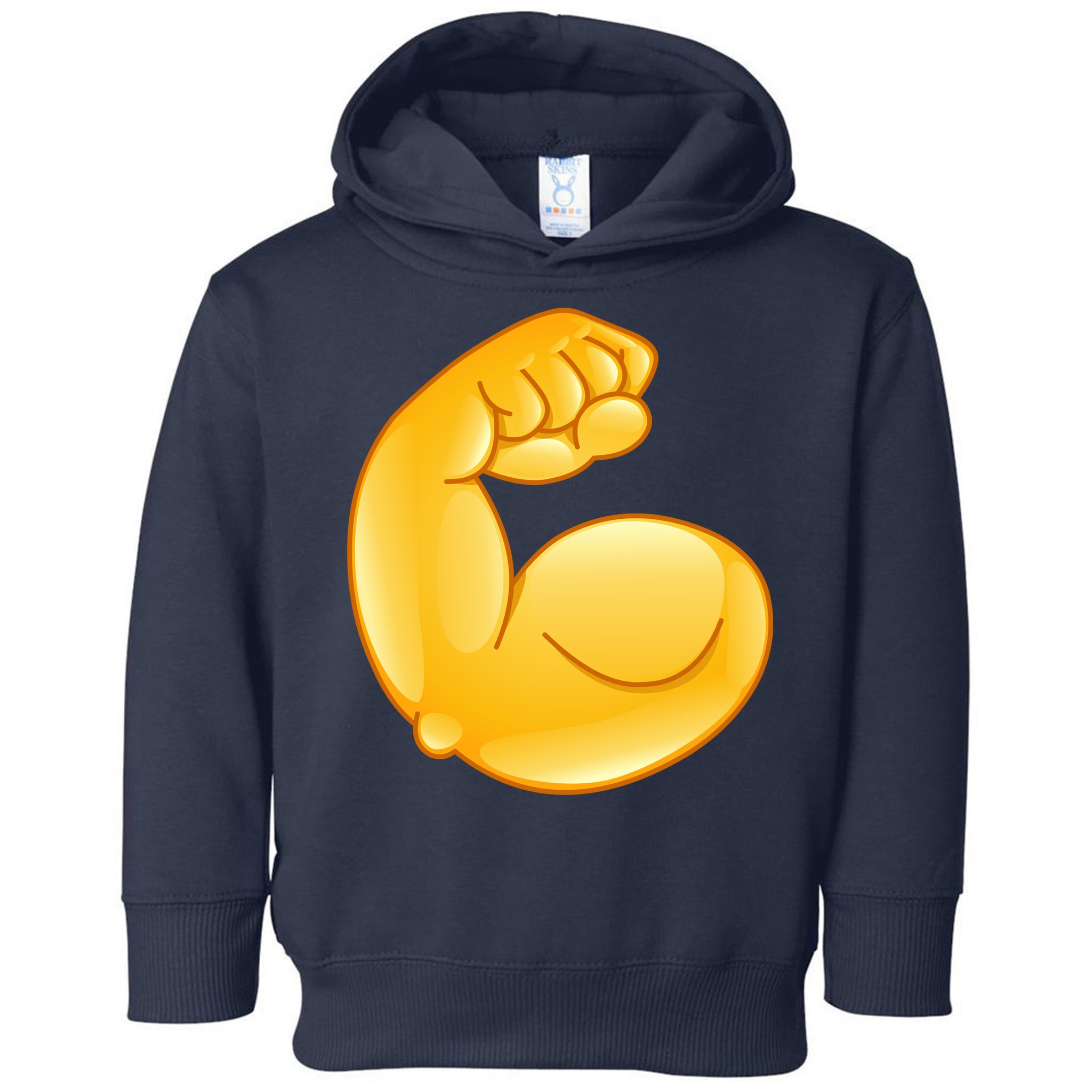 Muscle Strong Arm Flex Emoji Toddler Hoodie
