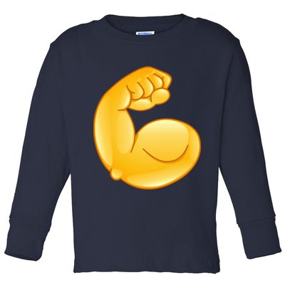 Muscle Strong Arm Flex Emoji Toddler Long Sleeve Shirt