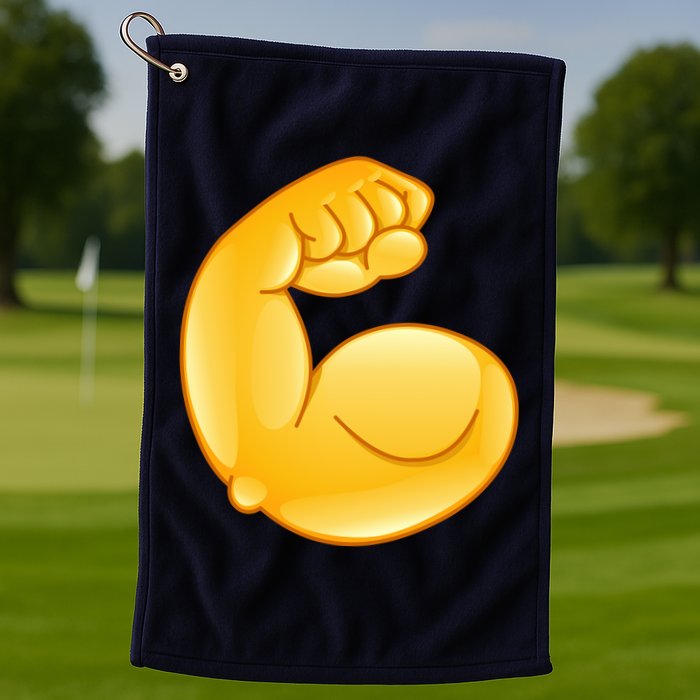 Muscle Strong Arm Flex Emoji Golf Towel