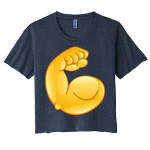 Muscle Strong Arm Flex Emoji Women's Crop Top Tee