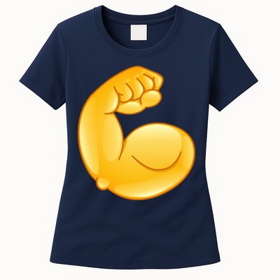 Muscle Strong Arm Flex Emoji Womens T-Shirt