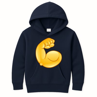 Muscle Strong Arm Flex Emoji Kids Hoodie