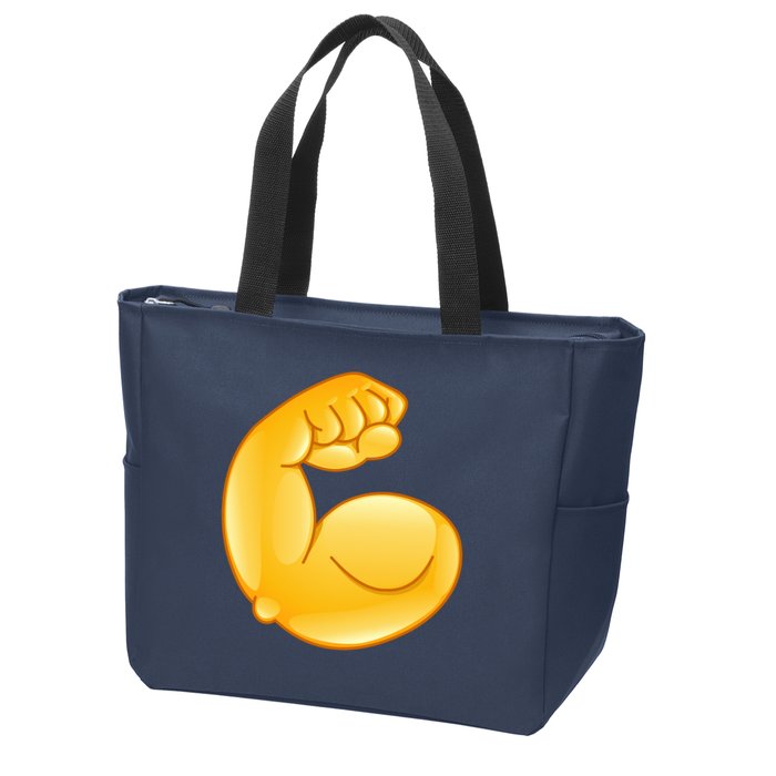 Muscle Strong Arm Flex Emoji Zip Tote Bag