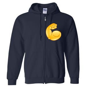 Muscle Strong Arm Flex Emoji Full Zip Hoodie