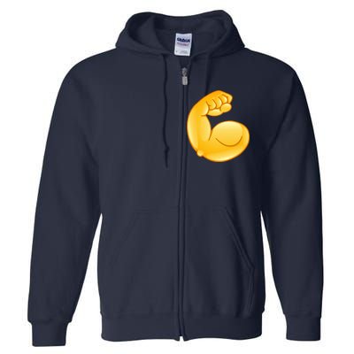 Muscle Strong Arm Flex Emoji Full Zip Hoodie