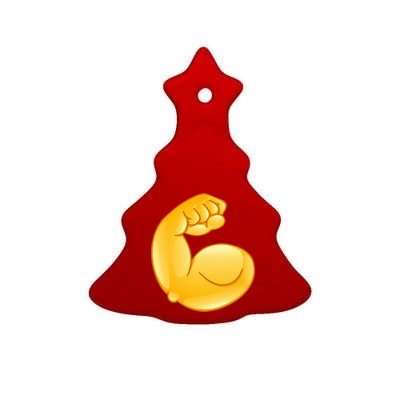 Muscle Strong Arm Flex Emoji Ceramic Tree Ornament