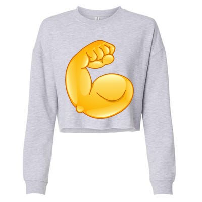 Muscle Strong Arm Flex Emoji Cropped Pullover Crew