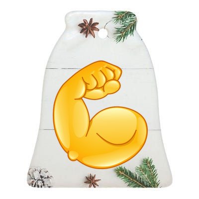 Muscle Strong Arm Flex Emoji Ceramic Bell Ornament