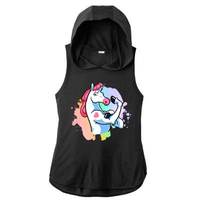 Muscle Unicorn Ladies PosiCharge Tri-Blend Wicking Draft Hoodie Tank