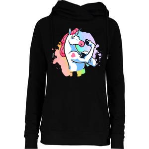 Muscle Unicorn Womens Funnel Neck Pullover Hood