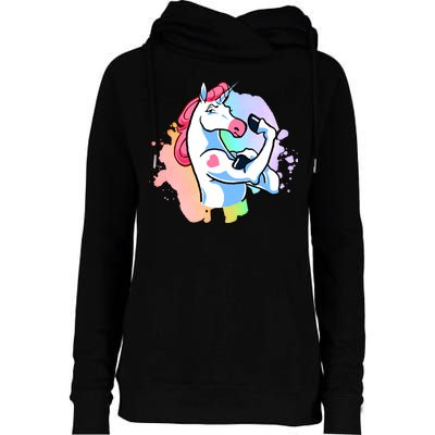 Muscle Unicorn Womens Funnel Neck Pullover Hood