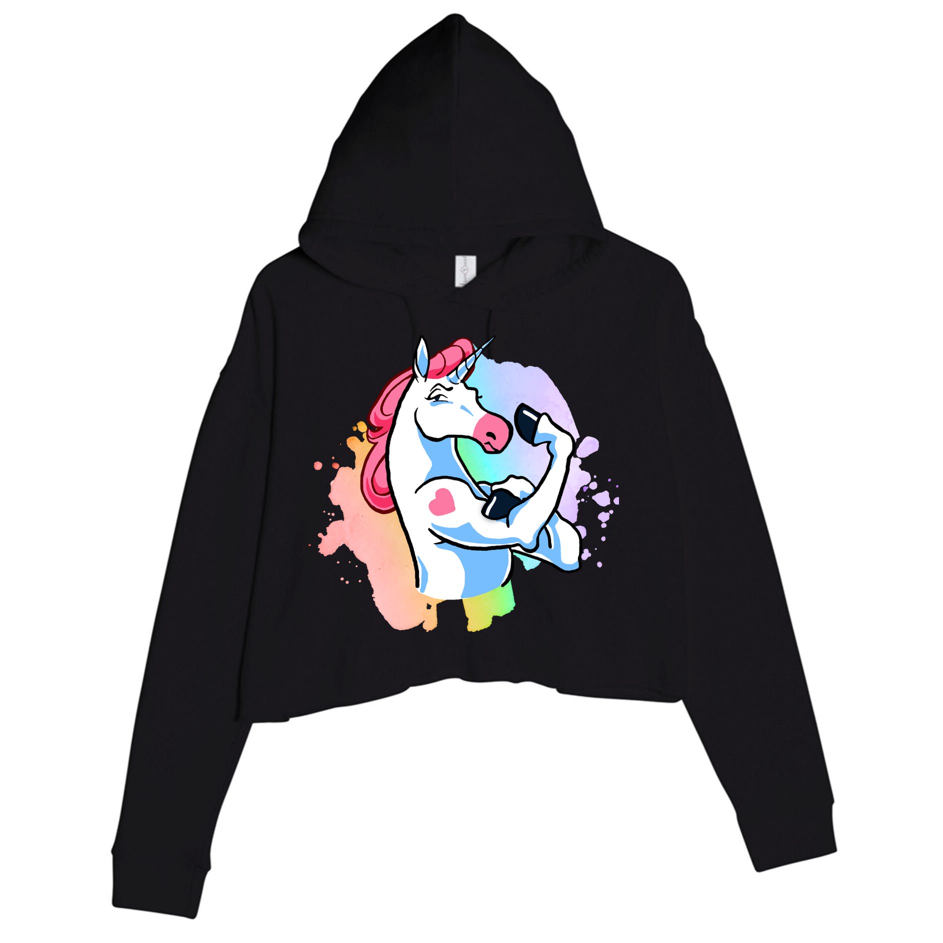 Muscle Unicorn Crop Fleece Hoodie