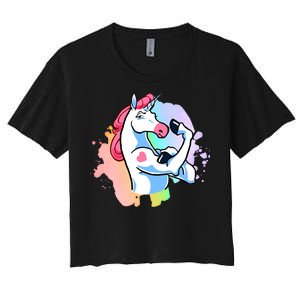 Muscle Unicorn Women's Crop Top Tee