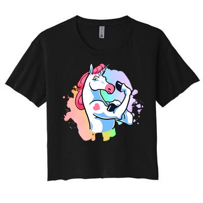 Muscle Unicorn Women's Crop Top Tee