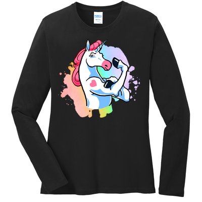 Muscle Unicorn Ladies Long Sleeve Shirt