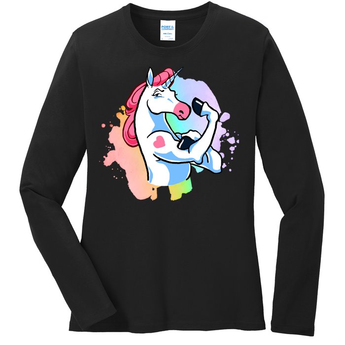 Muscle Unicorn Ladies Long Sleeve Shirt