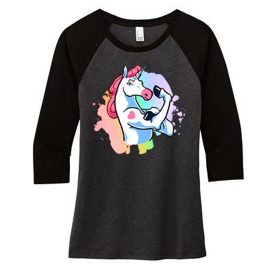 Muscle Unicorn Women's Tri-Blend 3/4-Sleeve Raglan Shirt