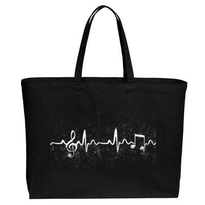 Music Heartbeat Pulse Cotton Canvas Jumbo Tote