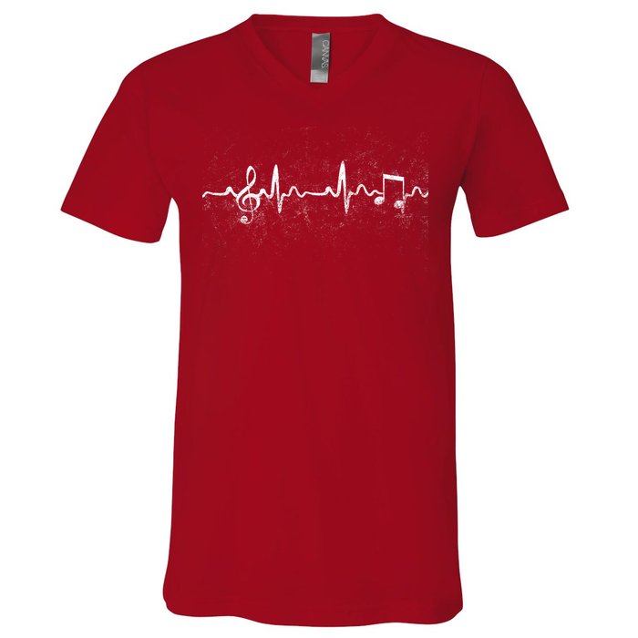 Music Heartbeat Pulse V-Neck T-Shirt