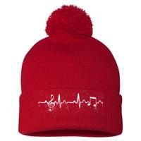 Music Heartbeat Pulse Pom Pom 12in Knit Beanie