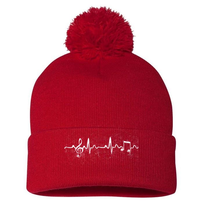 Music Heartbeat Pulse Pom Pom 12in Knit Beanie