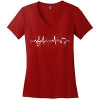 Music Heartbeat Pulse Women's V-Neck T-Shirt