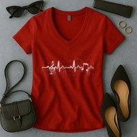 Music Heartbeat Pulse Women's V-Neck T-Shirt