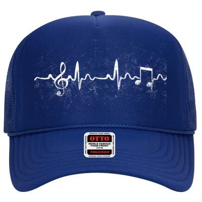 Music Heartbeat Pulse High Crown Mesh Back Trucker Hat