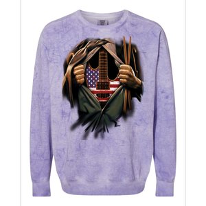 Music In Me American Guitar Colorblast Crewneck Sweatshirt