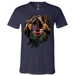 Music In Me American Guitar V-Neck T-Shirt