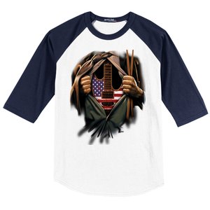 Music In Me American Guitar Baseball Sleeve Shirt